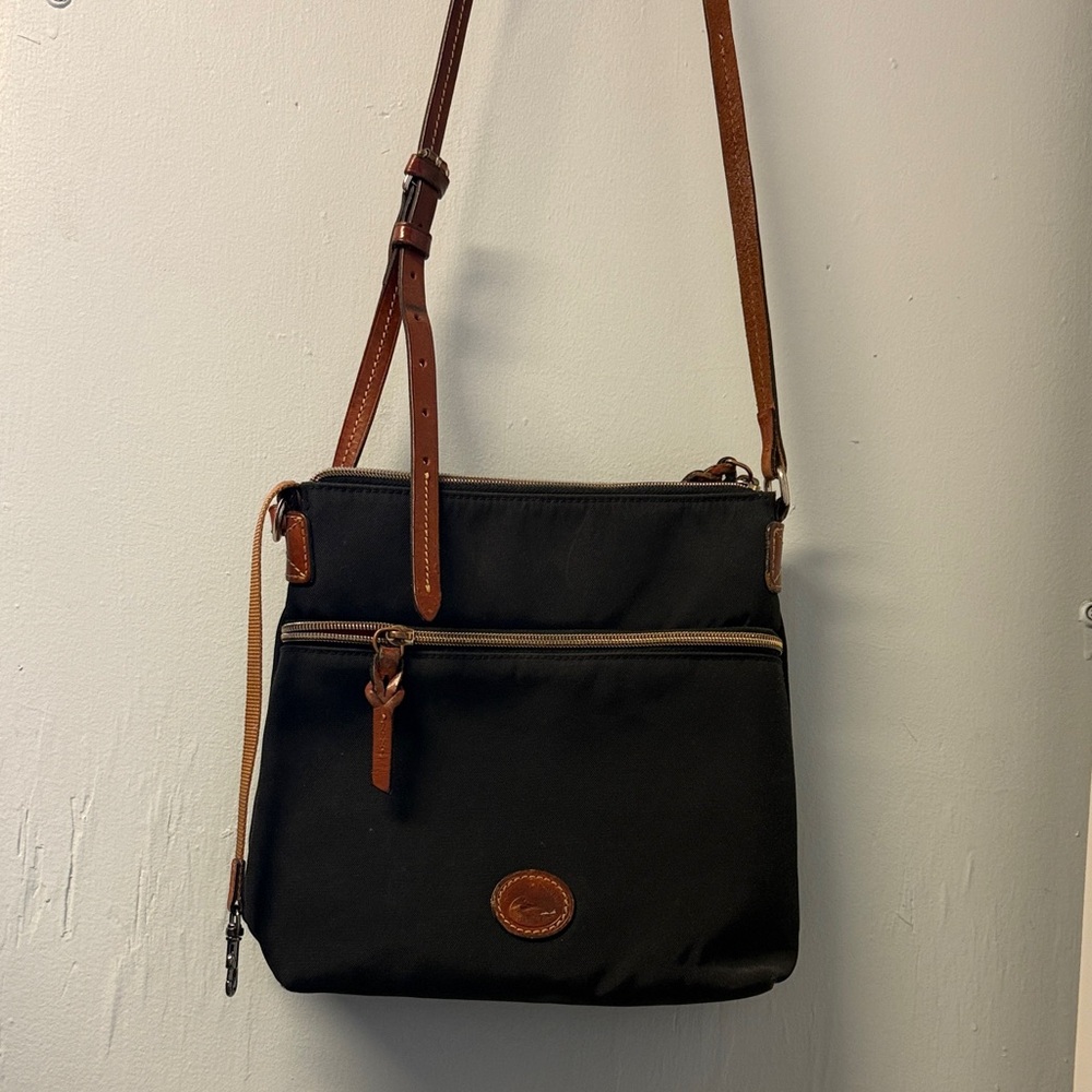 Dooney & Bourke Black Nylon Crossbody with Brown Leather Accents - Picture 3 of 6